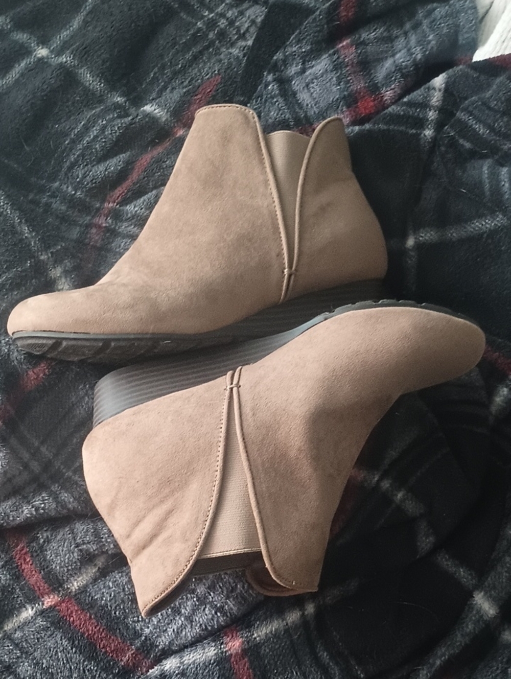 Mia Amore Taupe Suede Slip-On Ankle Booties - Picture 4 of 8